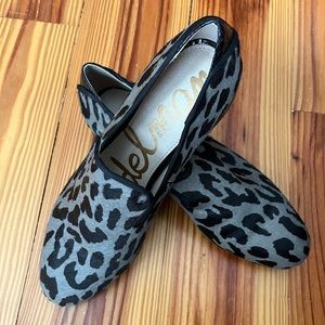 Sam Edelman Gray and Black Leopard Print Loafers